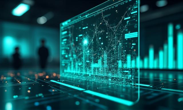 Rappresentazione futuristica di dashboard AI